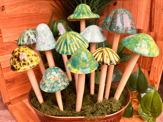 Handmade Ceramic Mushrooms – Choose Size and Color